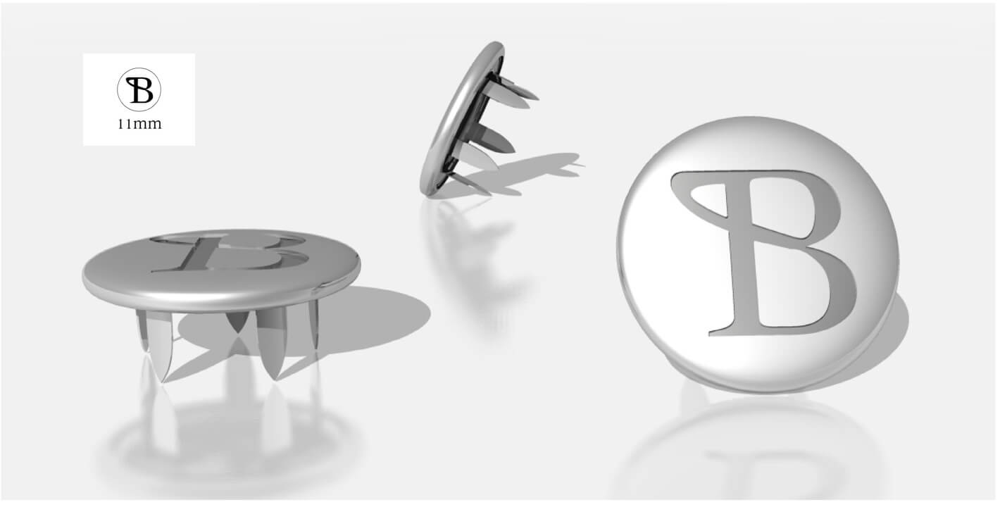 Branded prong snap fasteners